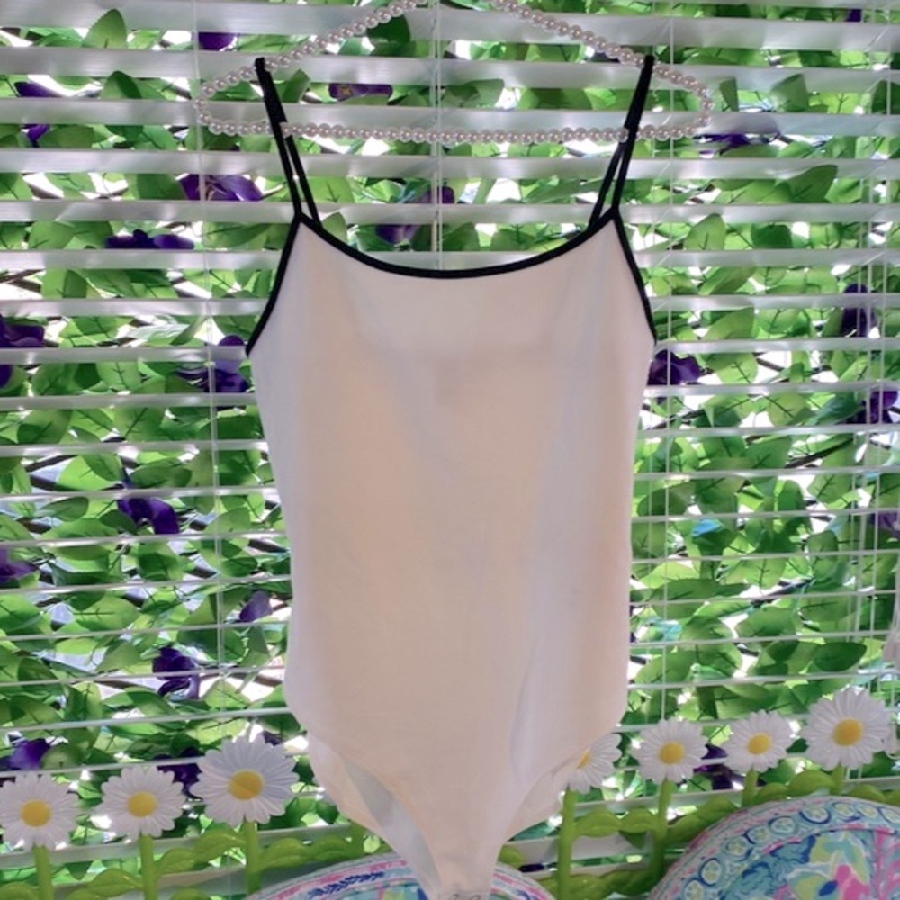 Forever 21 white bodysuit with black trim